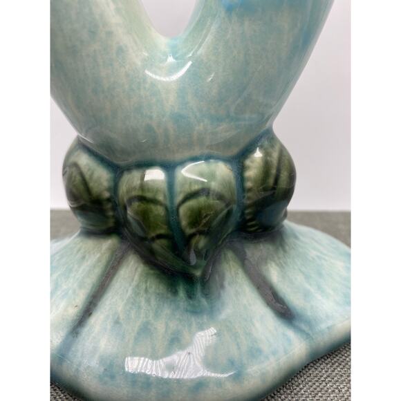 Vintage Hull Green‎ Woodland Double Horn Bud Vase green and Blue 40s 103 - Picture 3 of 10